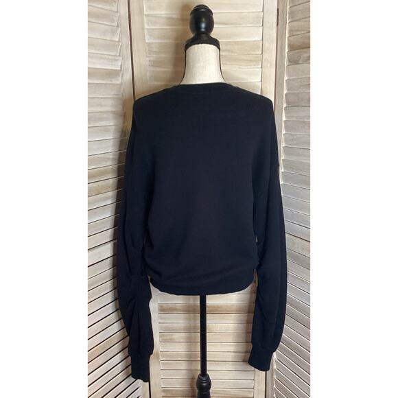 R13 Pleated Sleeve Drop Shoulder Japanese French Terry Black Sweatshirt S - Picture 6 of 12